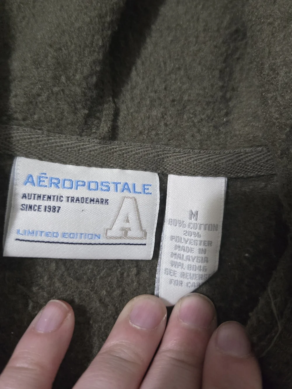 Vintage Y2K Aeropostale Limited Edition AERO NYC Zip Up Hoodie Mens M Olivebrown
